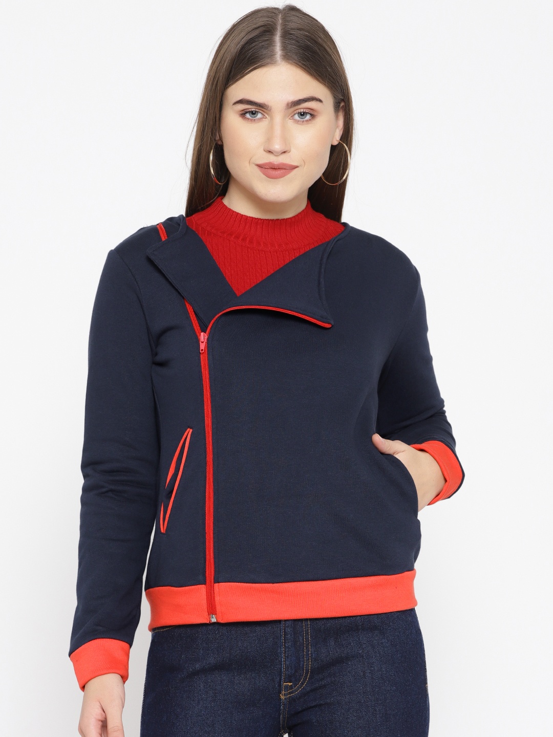 

Alsace Lorraine Paris Women Navy Blue Solid Sweatshirt