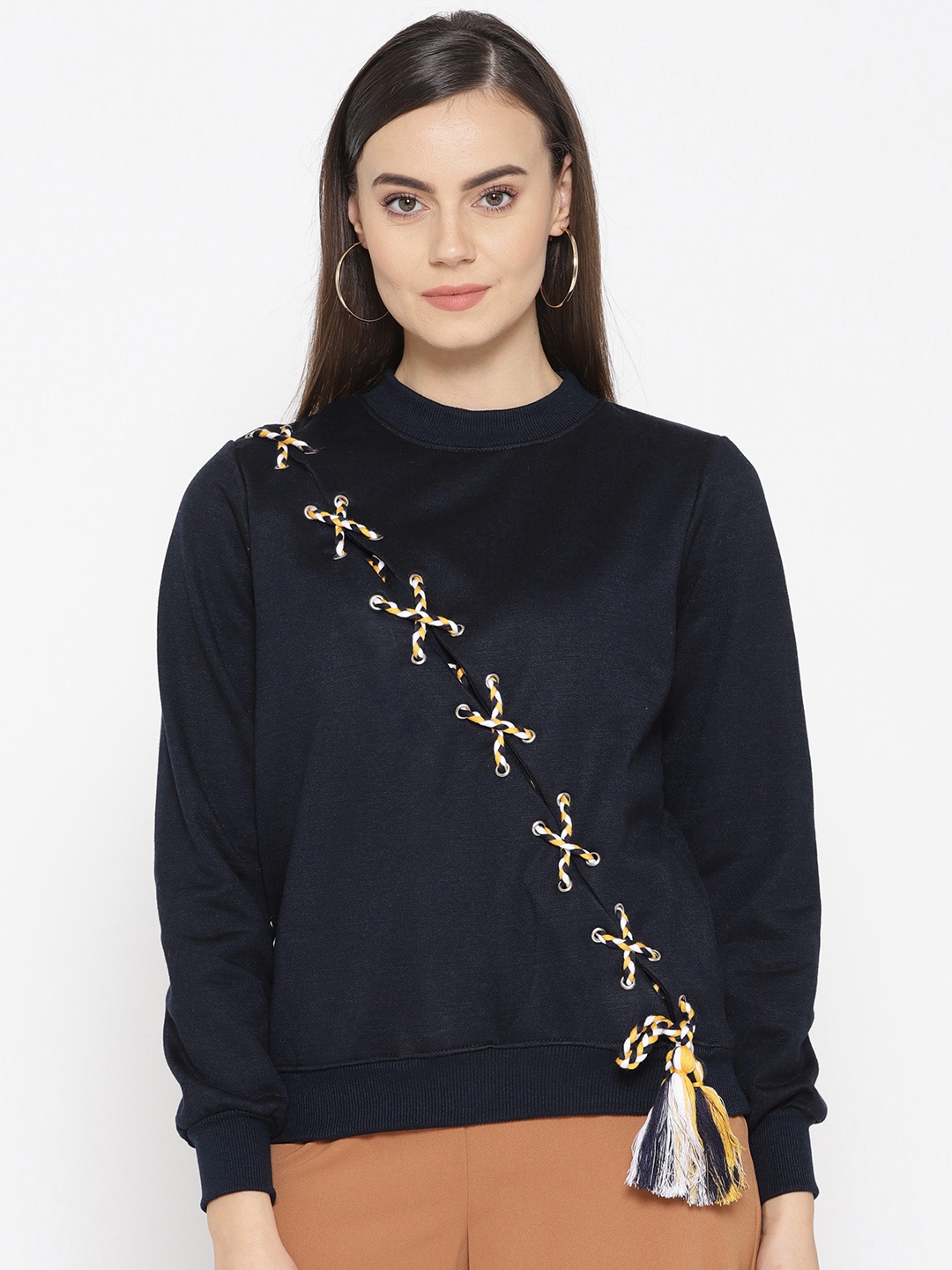 

Alsace Lorraine Paris Women Navy Blue Solid Sweatshirt