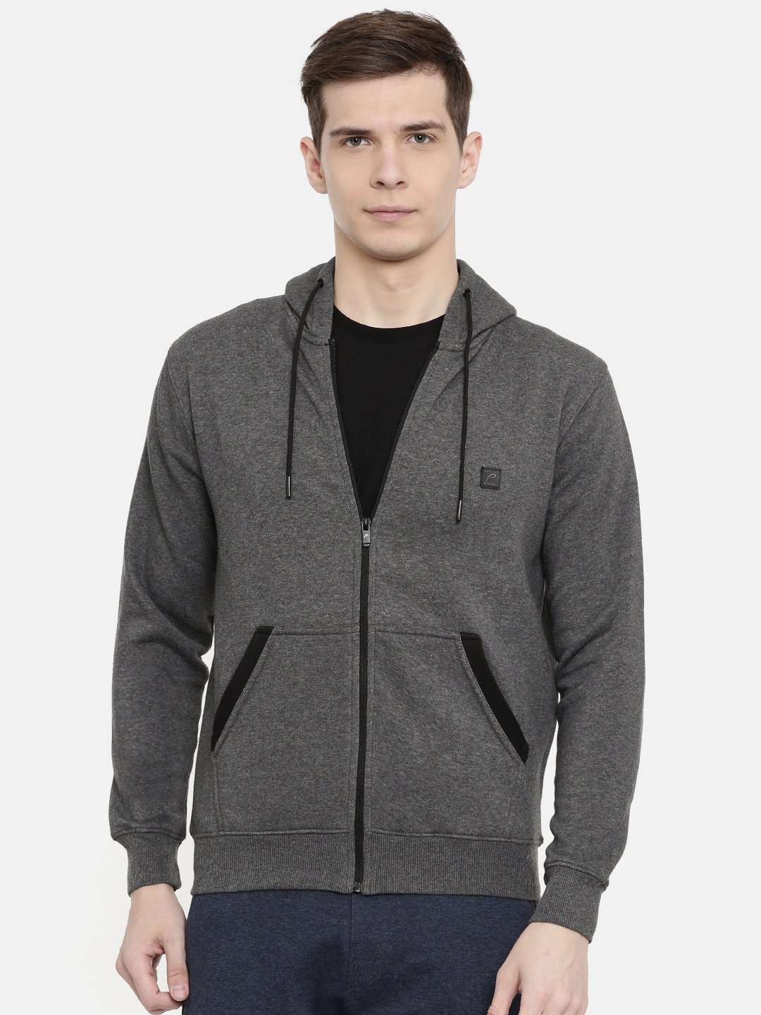 

Proline Active Men Charcoal Grey Solid Hooded Sweatshirt