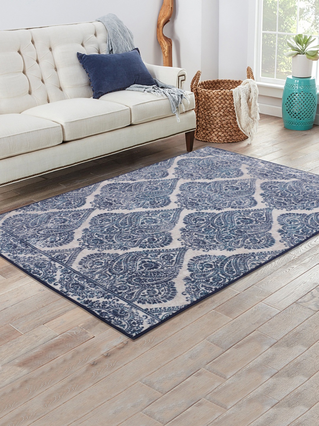 

RUGSMITH Premium Blue & White Patterned No-Shred Carpet