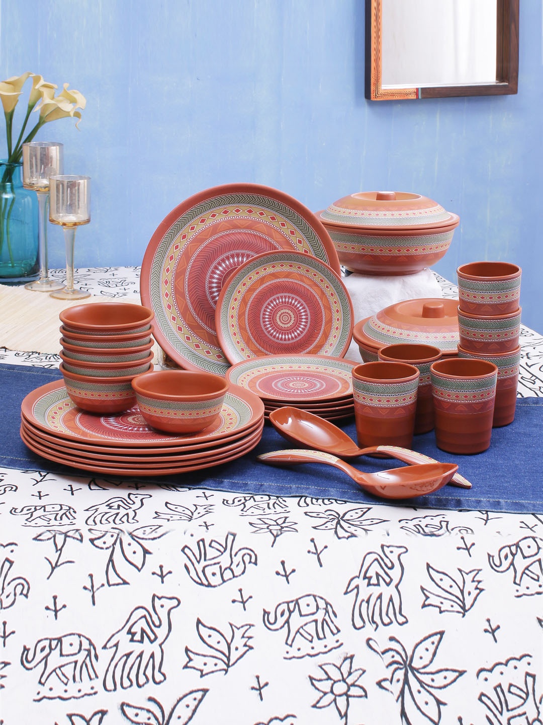 

Servewell Brown 30-Pieces Solid Melamine Dinner Set Set