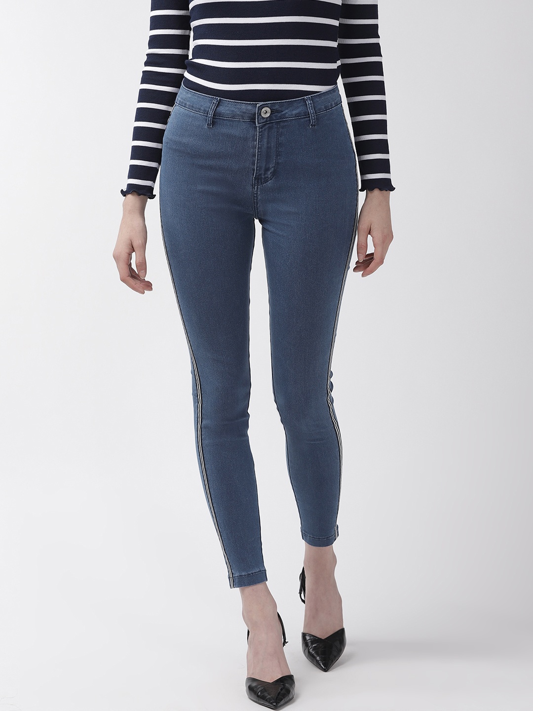 

Xpose Women Navy Blue Slim Fit High-Rise Clean Look Stretchable Jeans