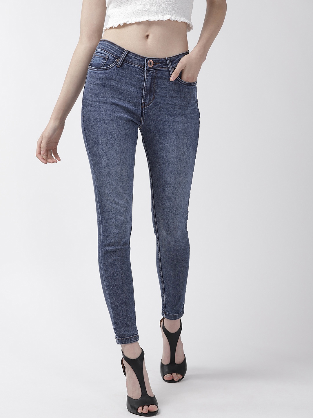

Xpose Women Blue Slim Fit High-Rise Clean Look Stretchable Jeans
