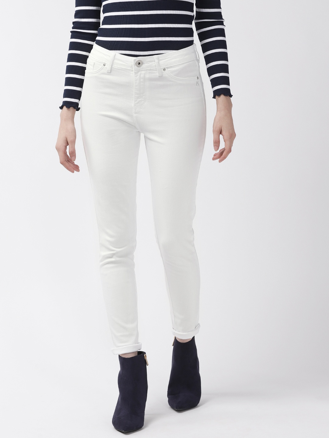 

Xpose Women White Slim Fit High-Rise Clean Look Stretchable Jeans