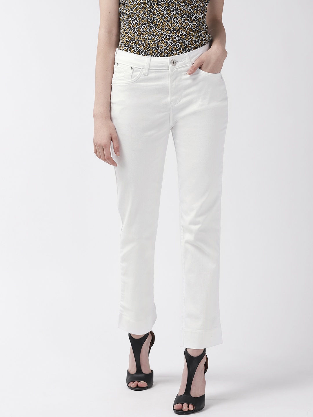 

Xpose Women White Bootcut High-Rise Clean Look Stretchable Jeans