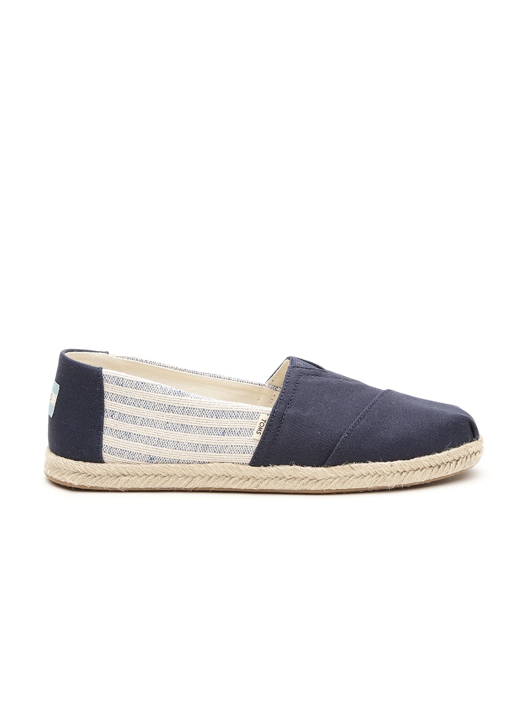 

TOMS Women Navy Blue & Off-White Self-Striped Espadrilles