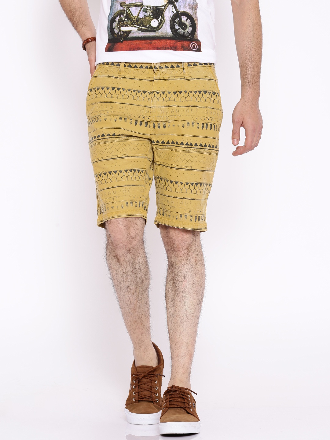 

Ed Hardy Mustard Yellow Printed Shorts