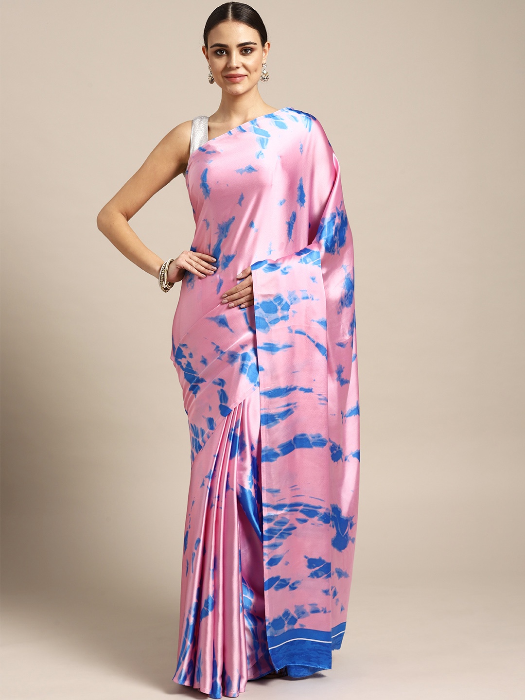 

Rajesh Silk Mills Pink & Blue Dyed Saree