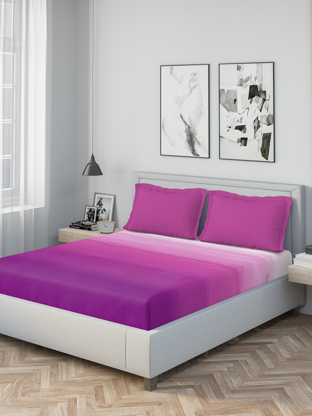 

DDecor Pink Solid 140 TC Cotton 1 King Bedsheet with 2 Pillow Covers