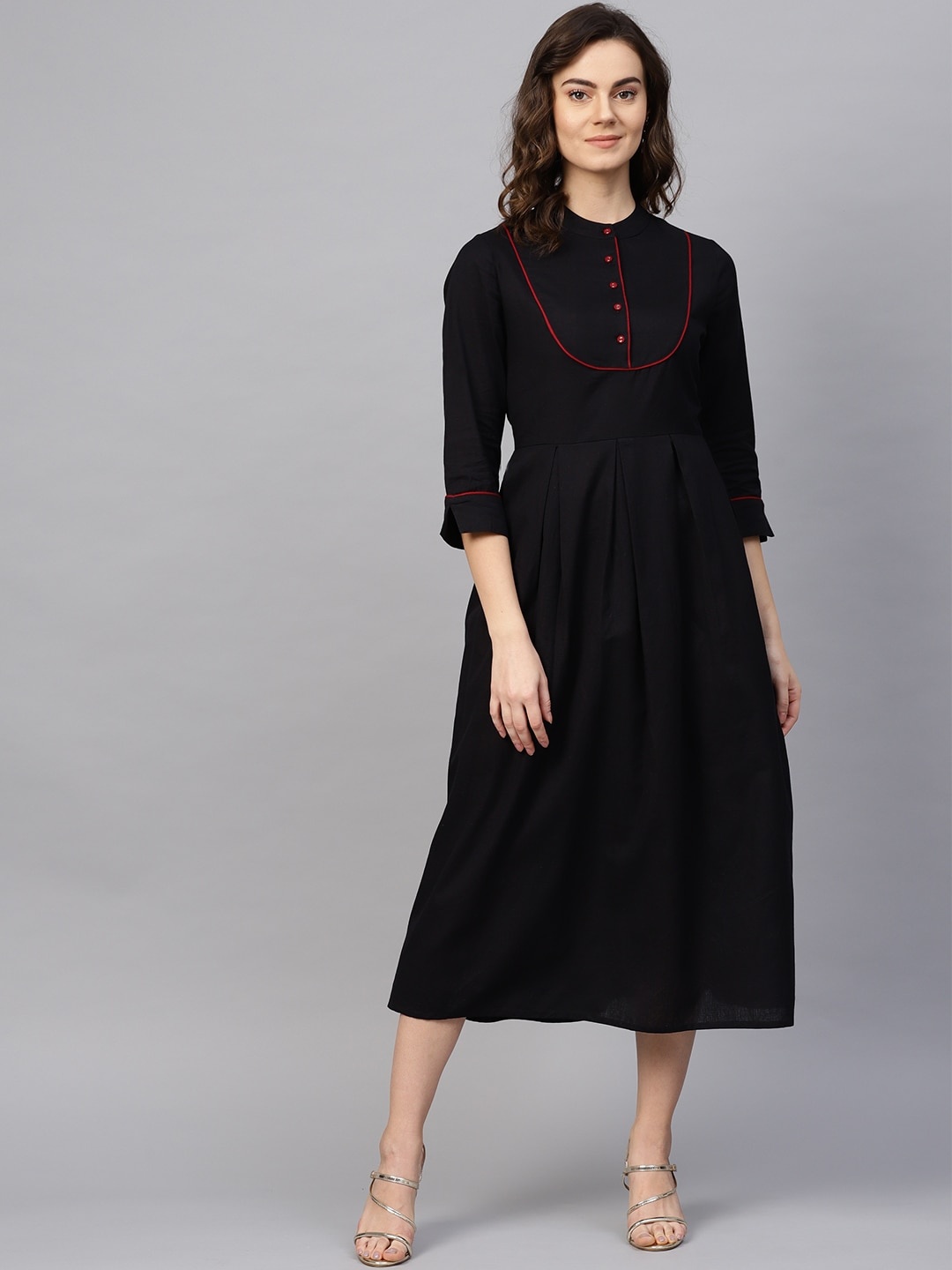 

RARE ROOTS Women Black Solid A-Line Dress