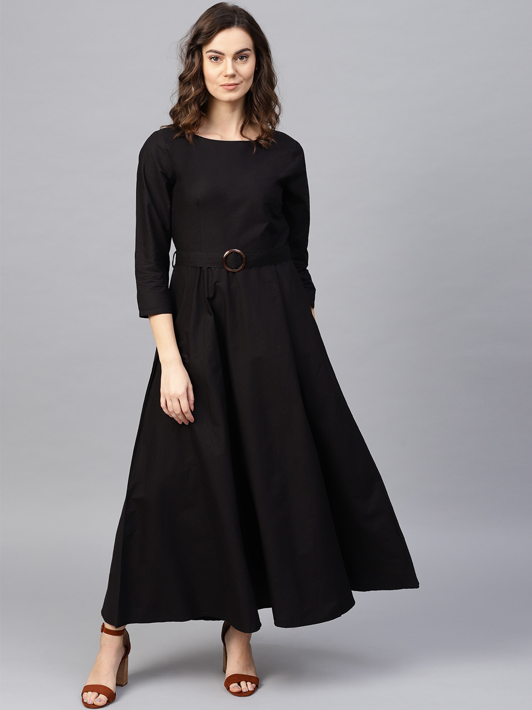

RARE ROOTS Women Black Solid Maxi Dress