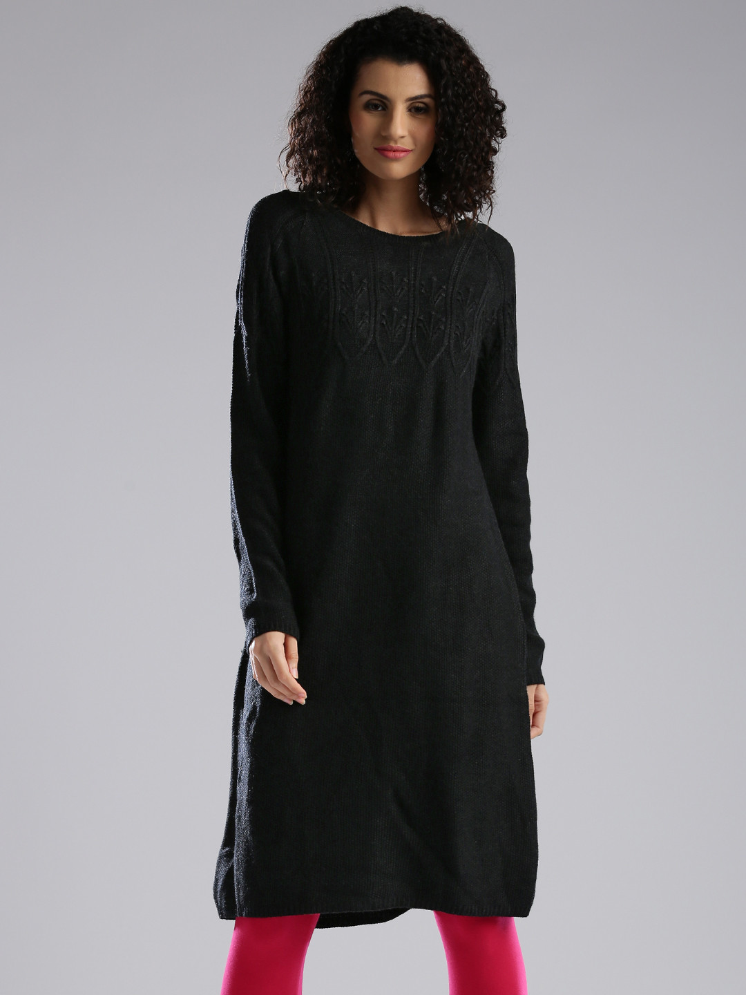 

W Charcoal Grey Winter A-Line Kurta