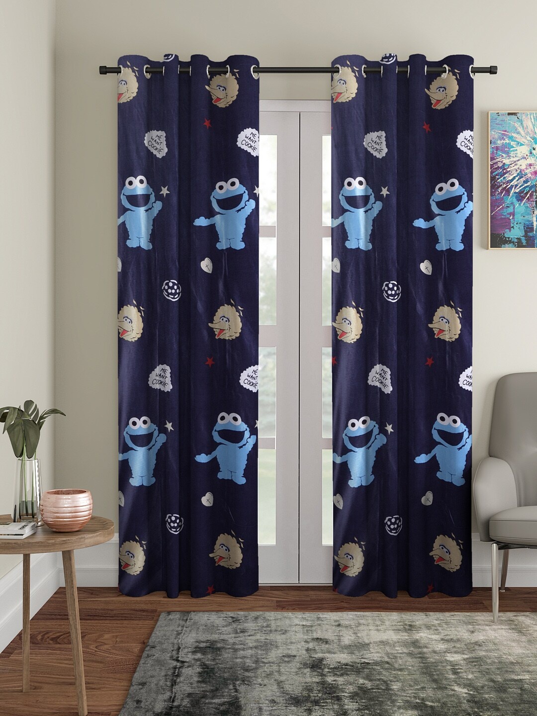 Cortina Navy Blue Set of 2 Long Door Curtains