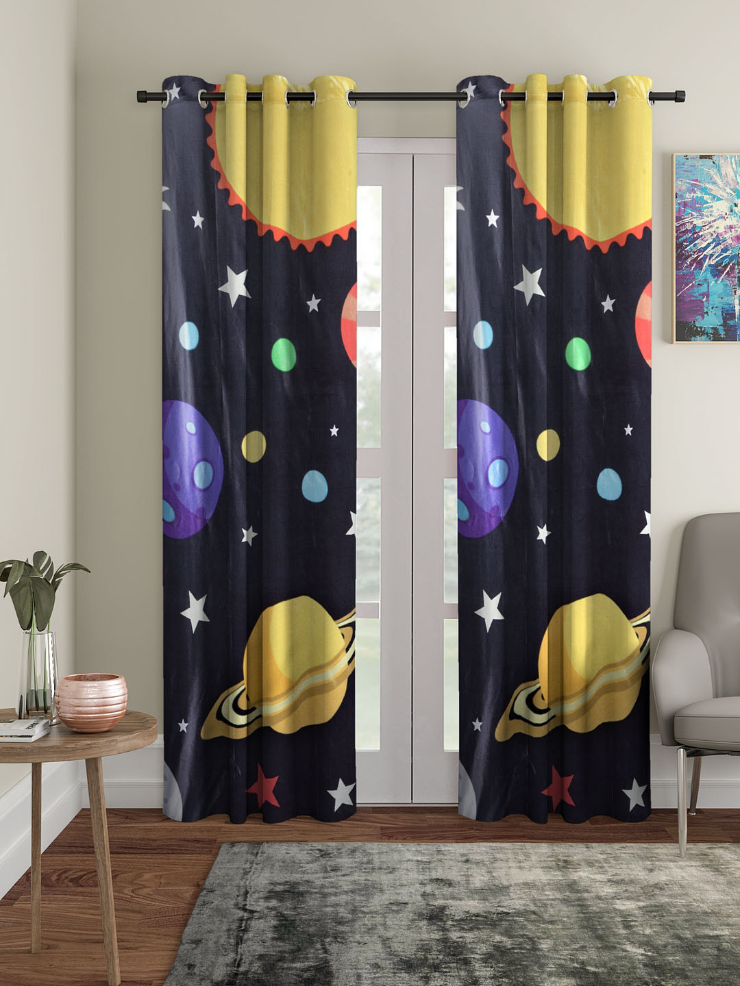 

Cortina Black & Yellow Set of 2 Door Curtains