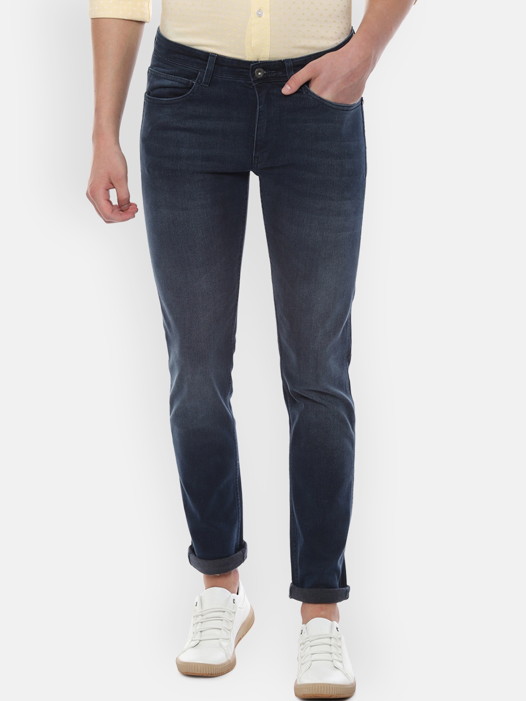 

Allen Solly Men Navy Blue Skinny Fit Mid-Rise Clean Look Stretchable Jeans