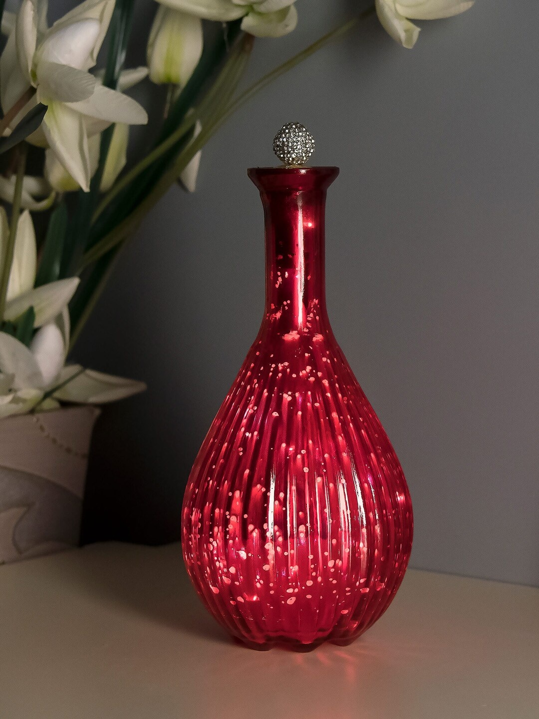 

Homesake Red Printed Handcrafted Ovoid Bottle Table Lamp
