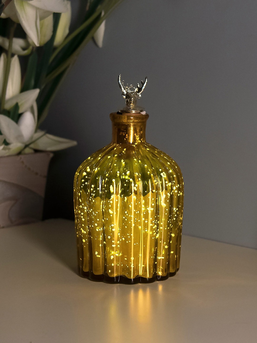 

Homesake Gold-Toned Printed Handcrafted Bottle Lamp