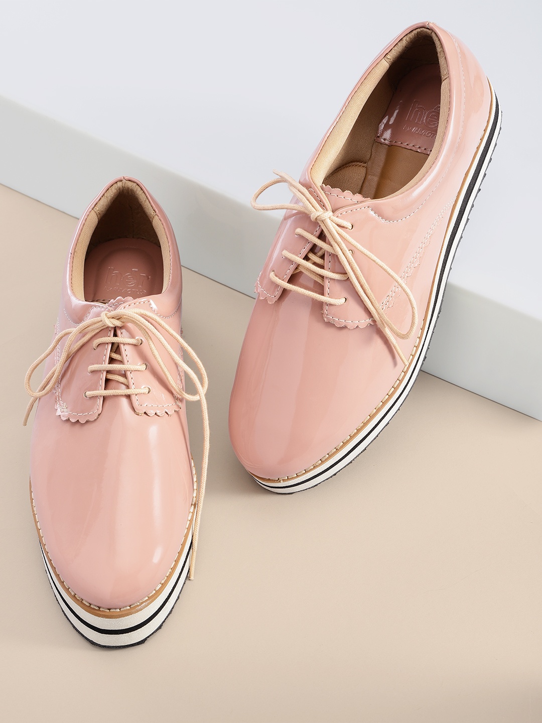 

her by invictus Women Peach-Coloured Flatform Derbys