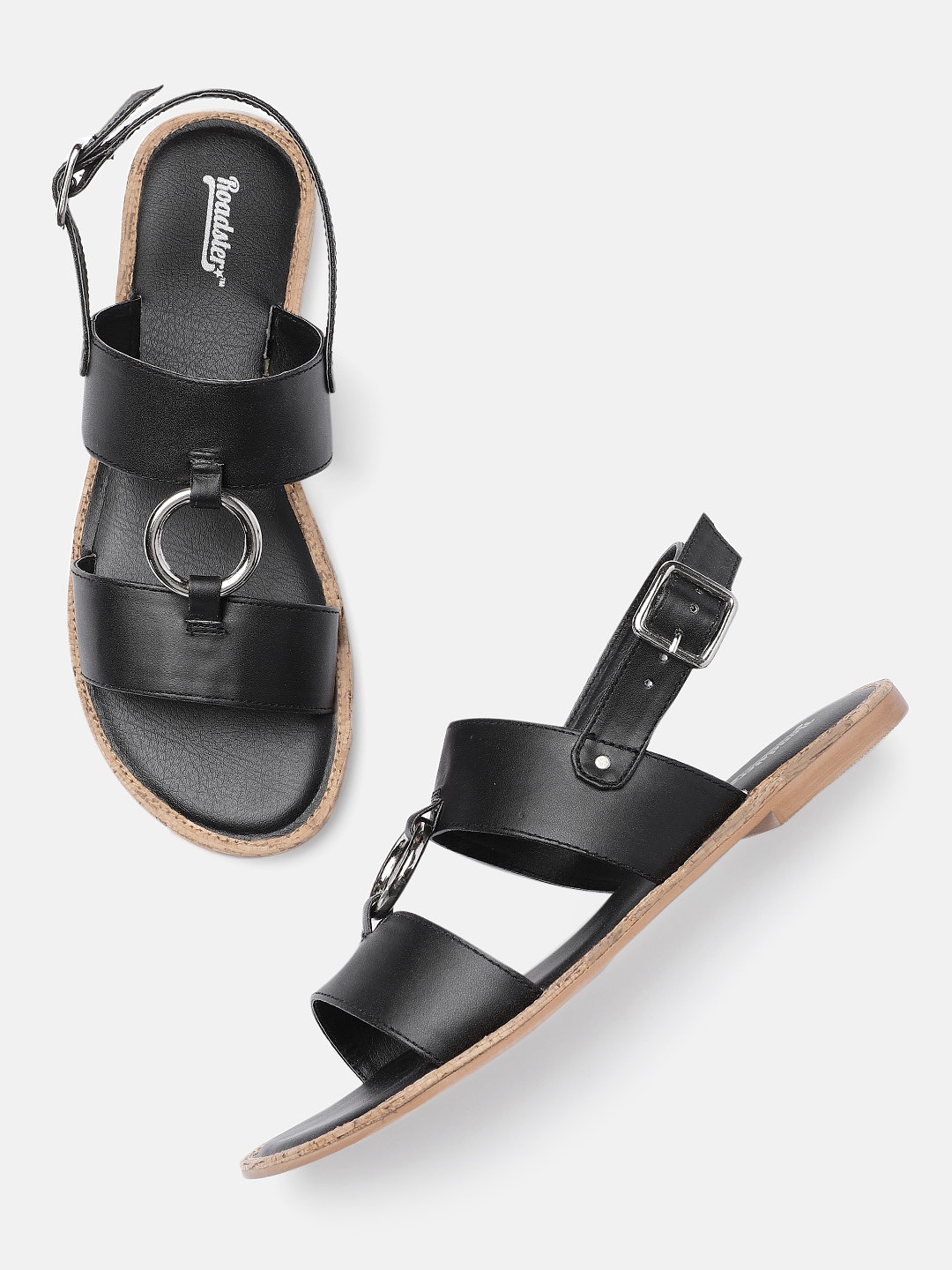 

The Roadster Lifestyle Co Women Black Solid Open Toe Flats
