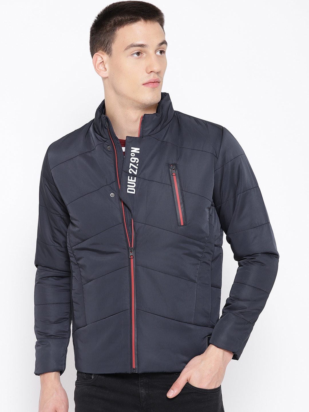 

SPYKAR Men Navy Blue Solid Padded Jacket