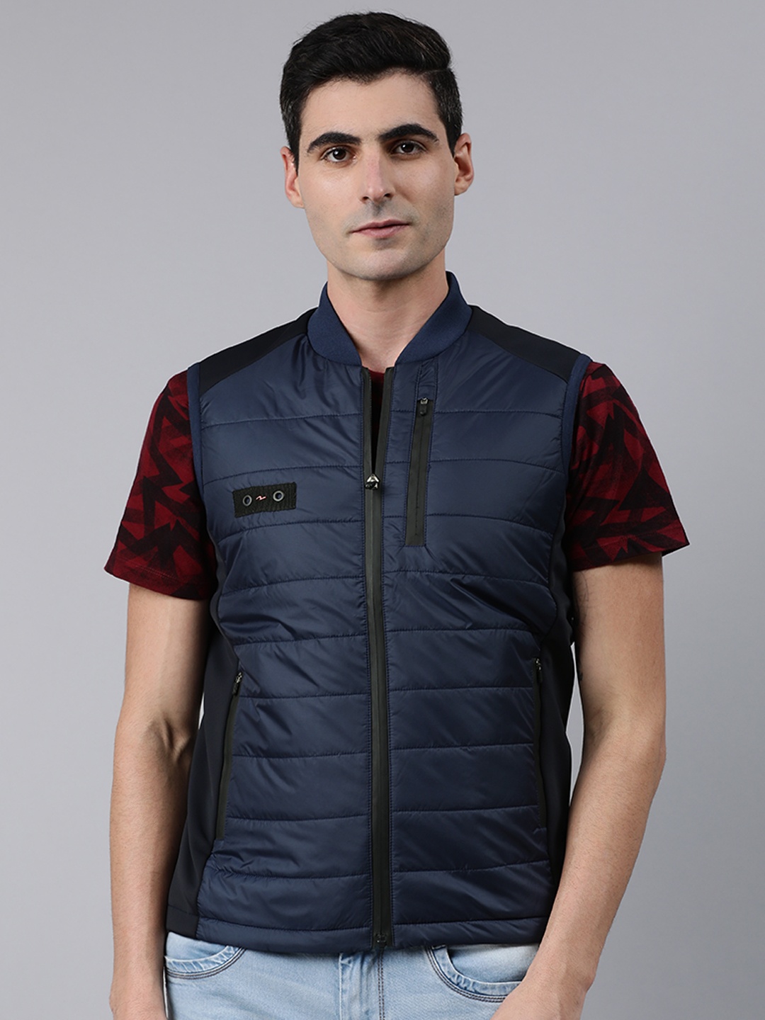 

SPYKAR Men Navy Blue Solid Padded Jacket