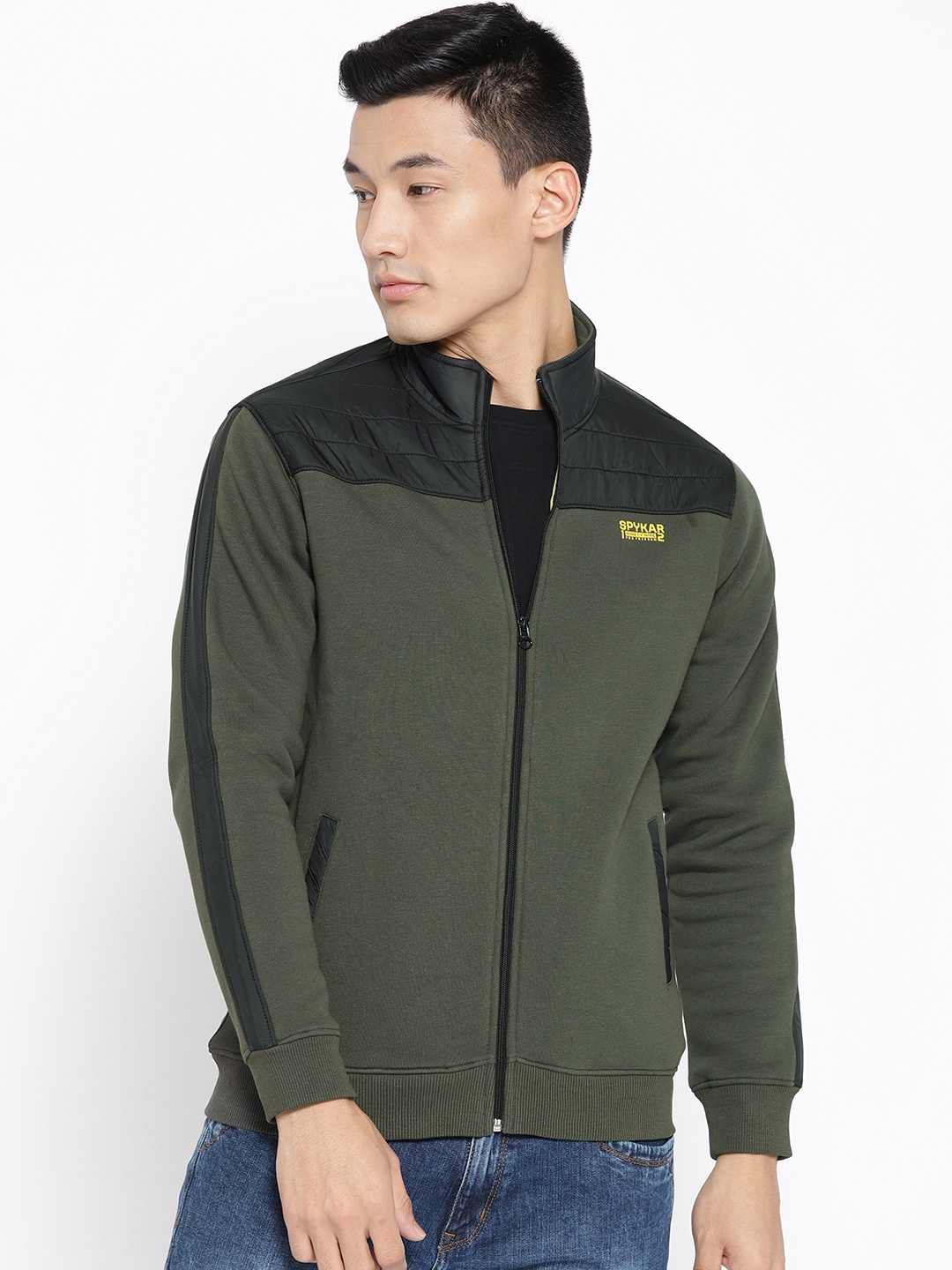 

SPYKAR Men Olive Green Solid Sweatshirt