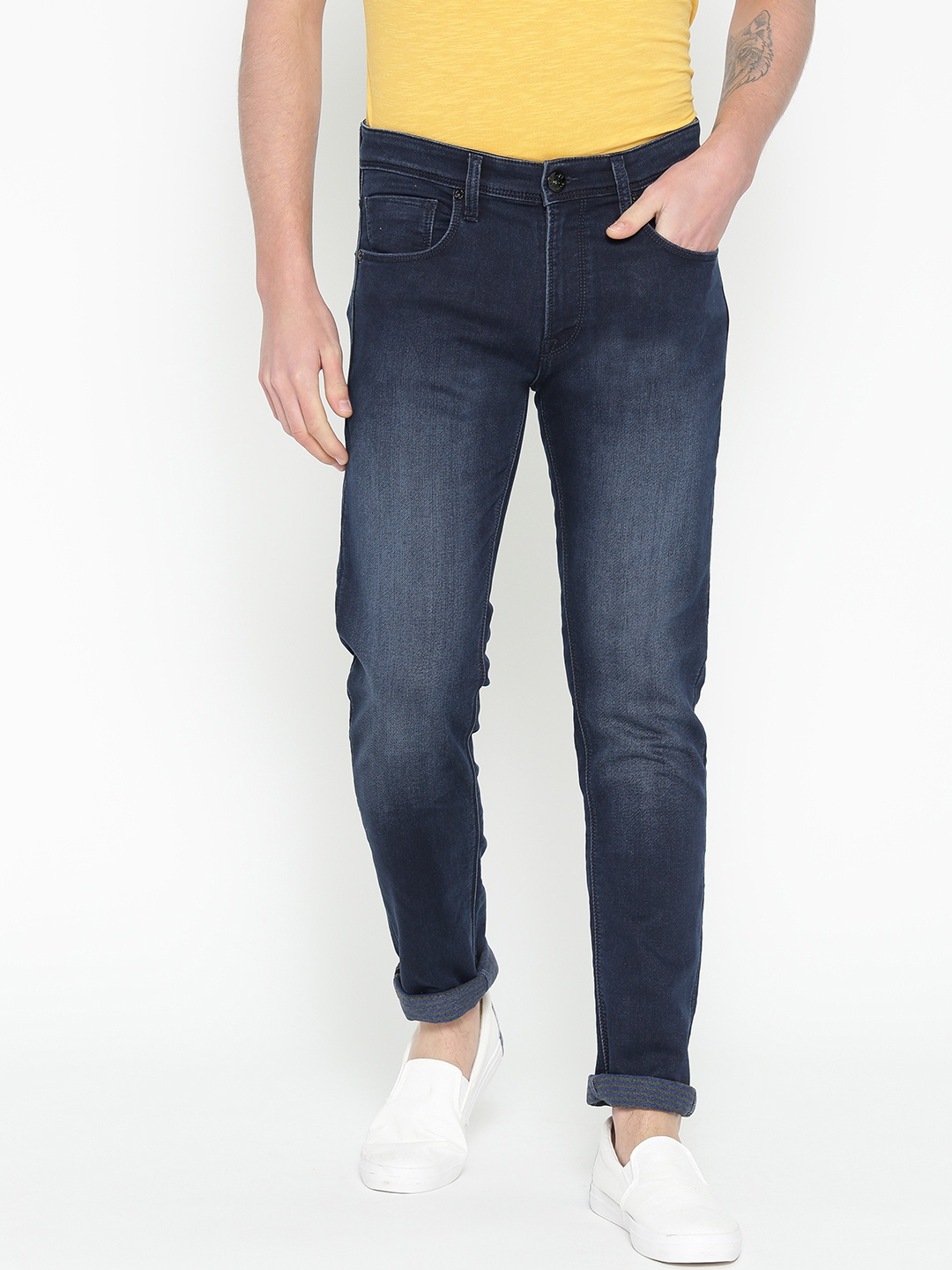 

Pepe Jeans Men Navy Blue Tapered Fit Low-Rise Clean Look Stretchable Jeans