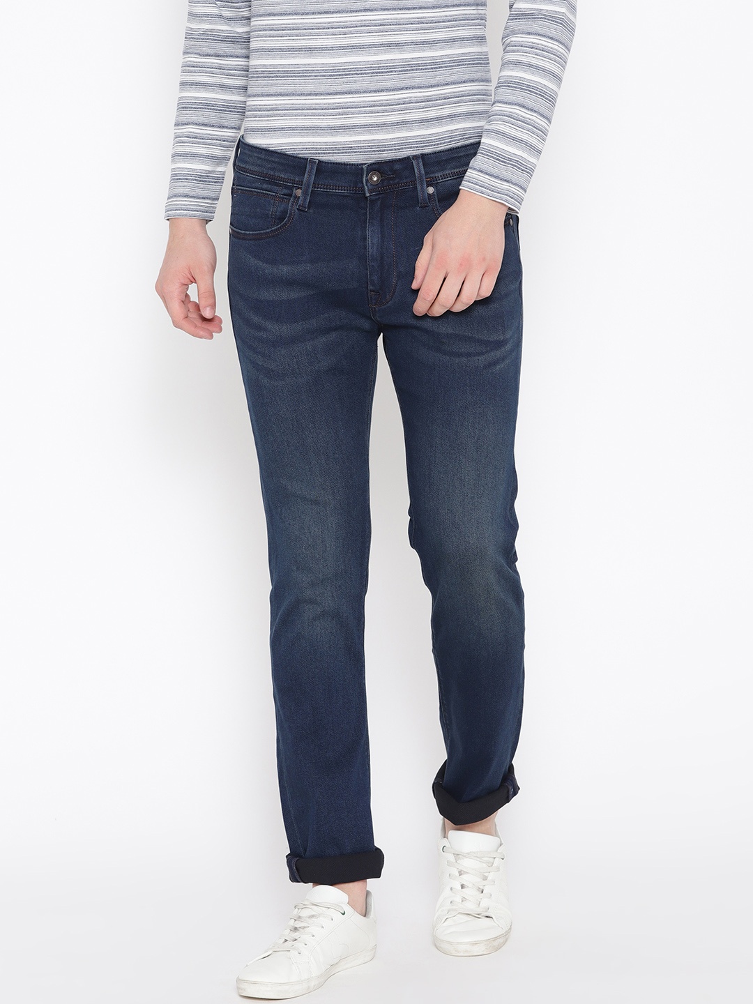 

Pepe Jeans Men Navy Blue Slim Fit Low-Rise Clean Look Stretchable Jeans