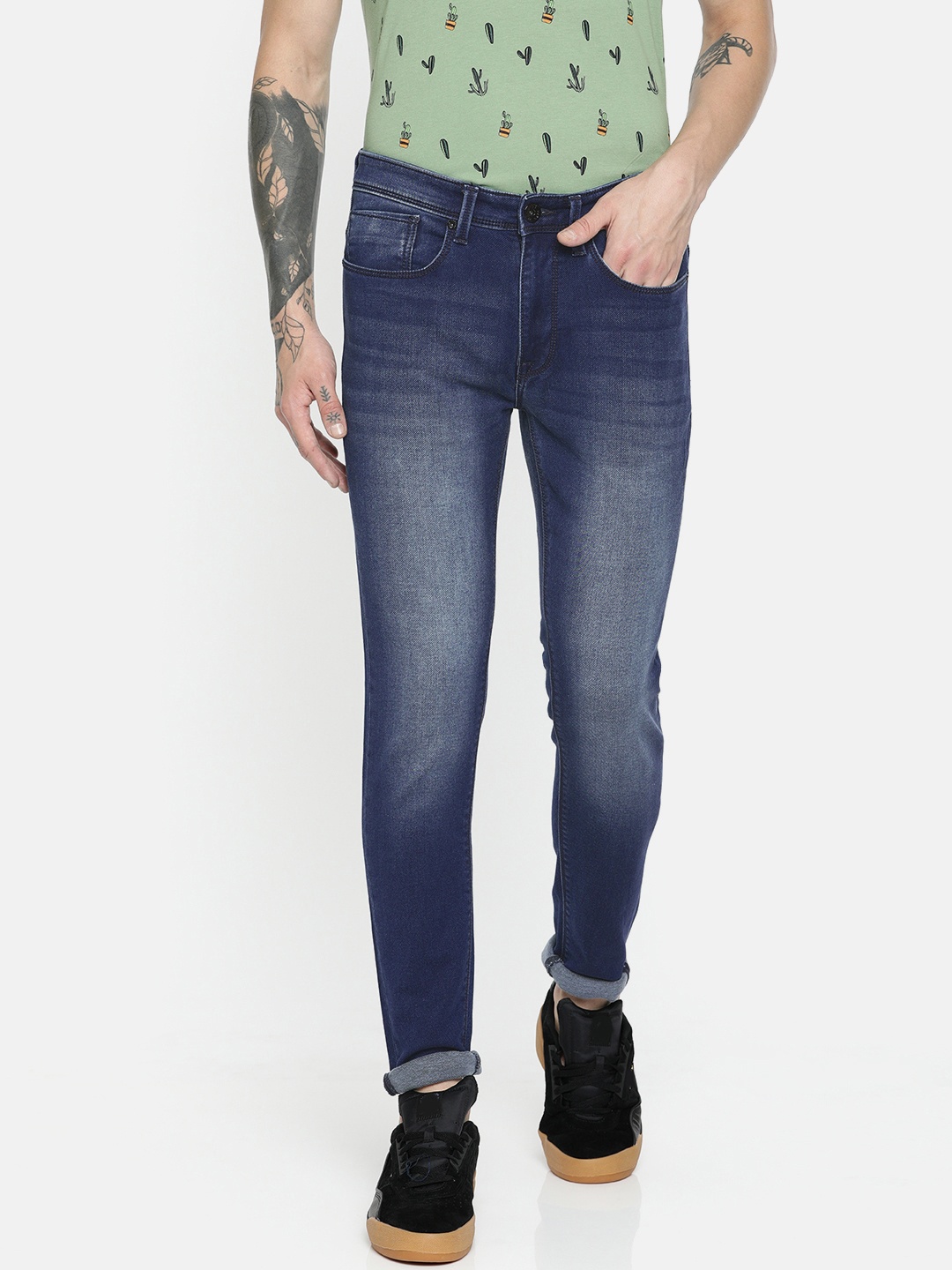 

Pepe Jeans Men Blue Dayton Chinox Slim Fit Mid-Rise Clean Look Stretchable Jeans