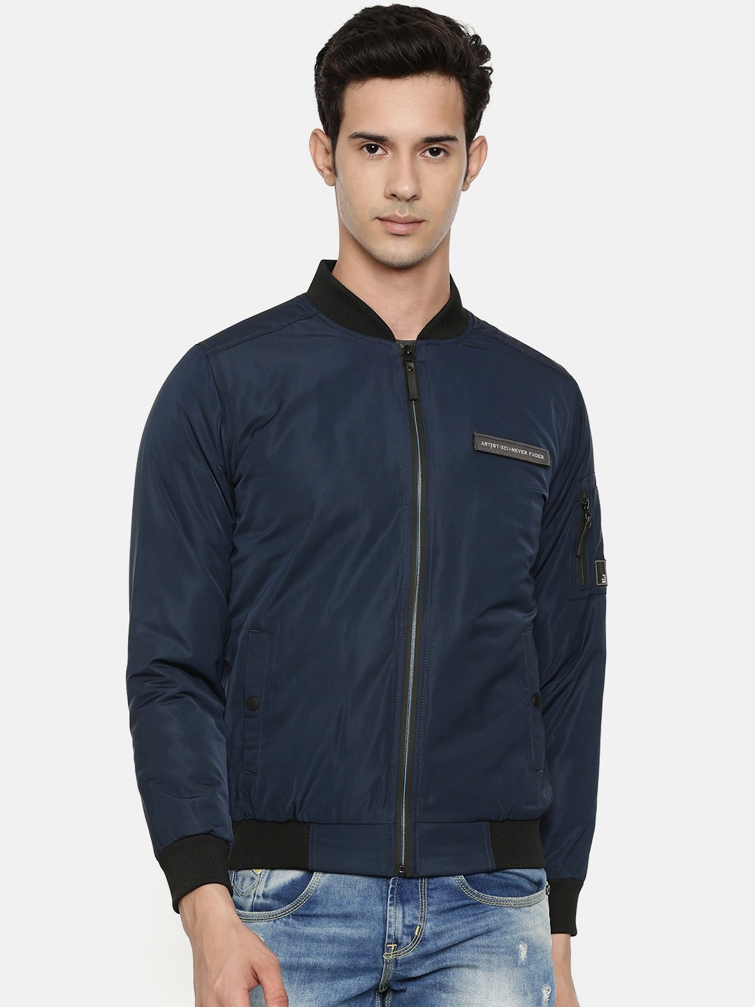 

SPYKAR Men Navy Blue Solid Bomber
