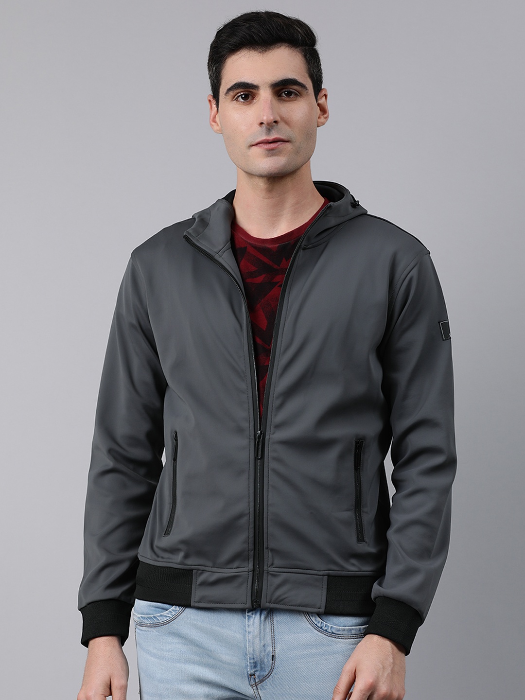 

SPYKAR Men Grey Solid Water Resistant Bomber Jacket