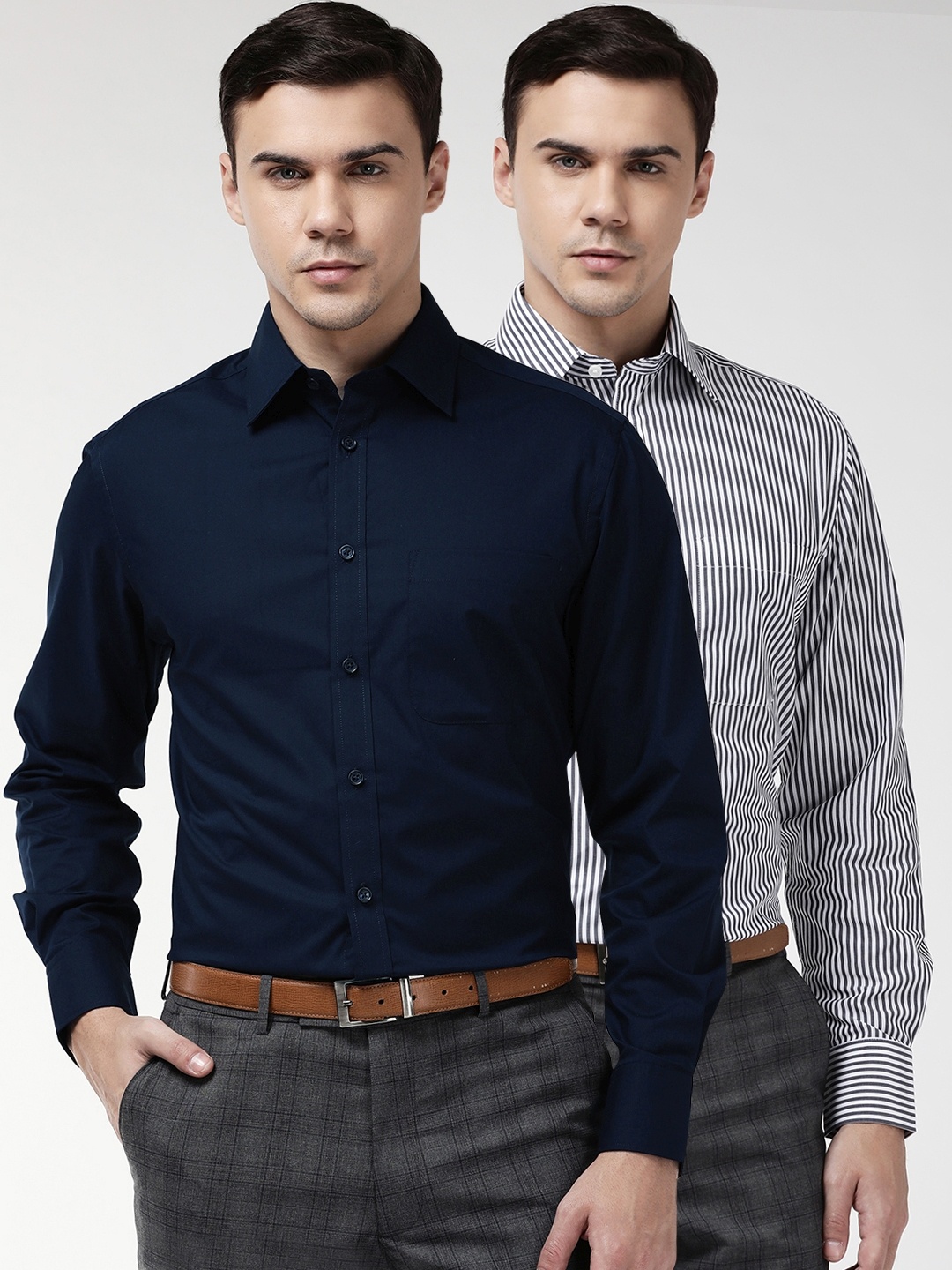 

Marks & Spencer Men Pack Of 2 Formal Shirts, Navy blue