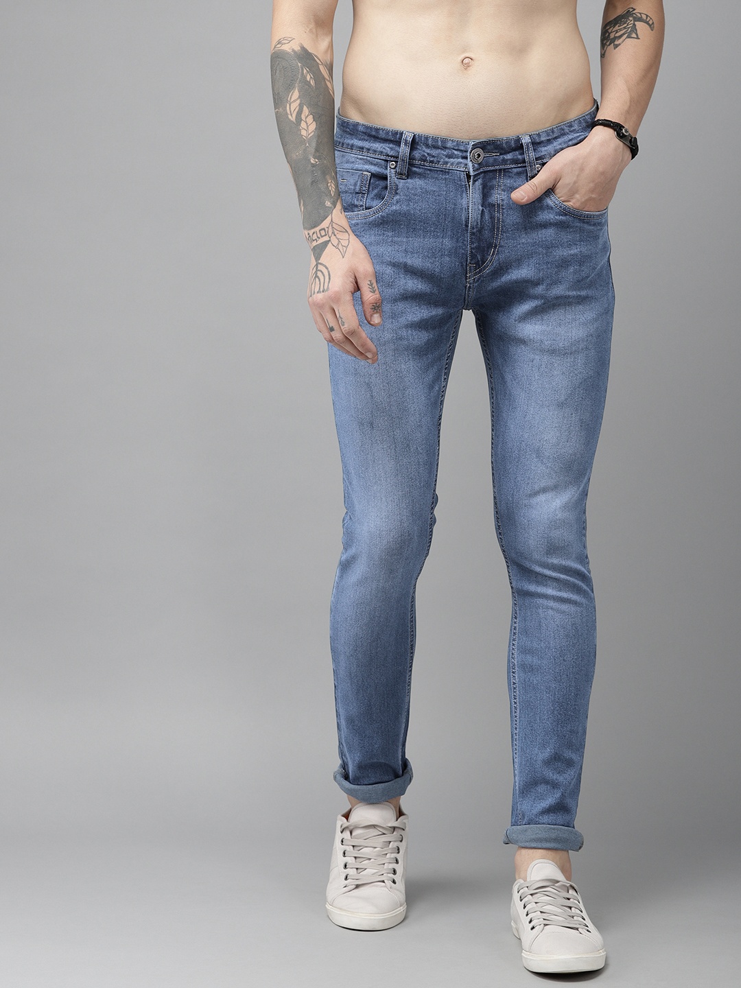 

The Roadster Lifestyle Co Men Blue Skinny Fit Mid-Rise Clean Look Stretchable Jeans