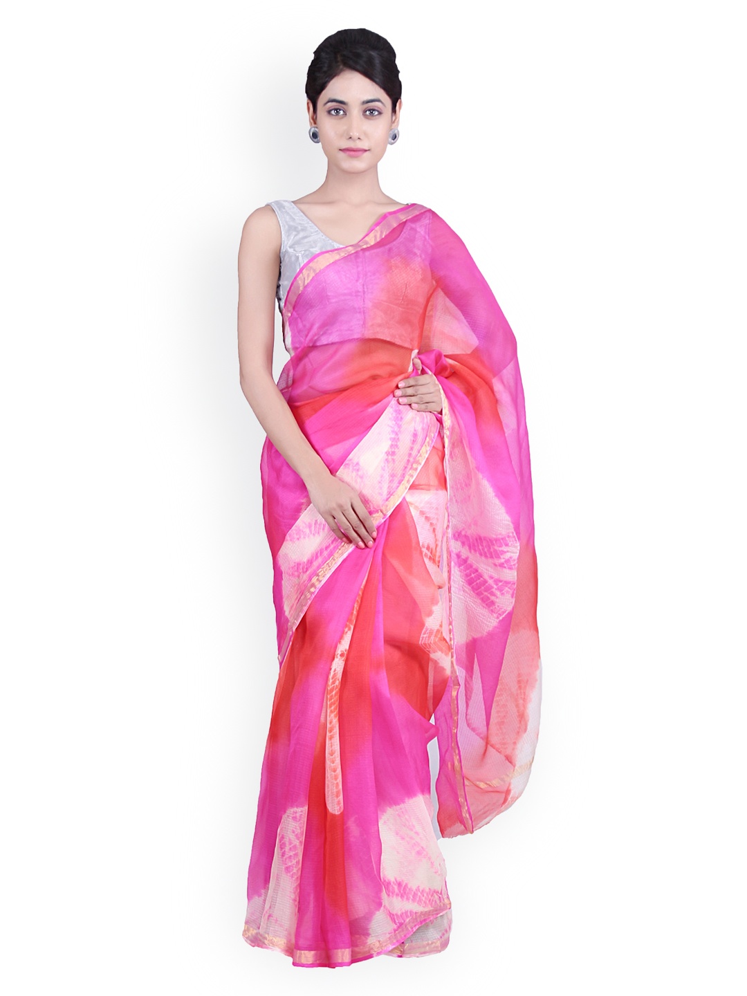 

Geroo Jaipur Pink Printed Kota Silk Traditinal Sustainable Saree