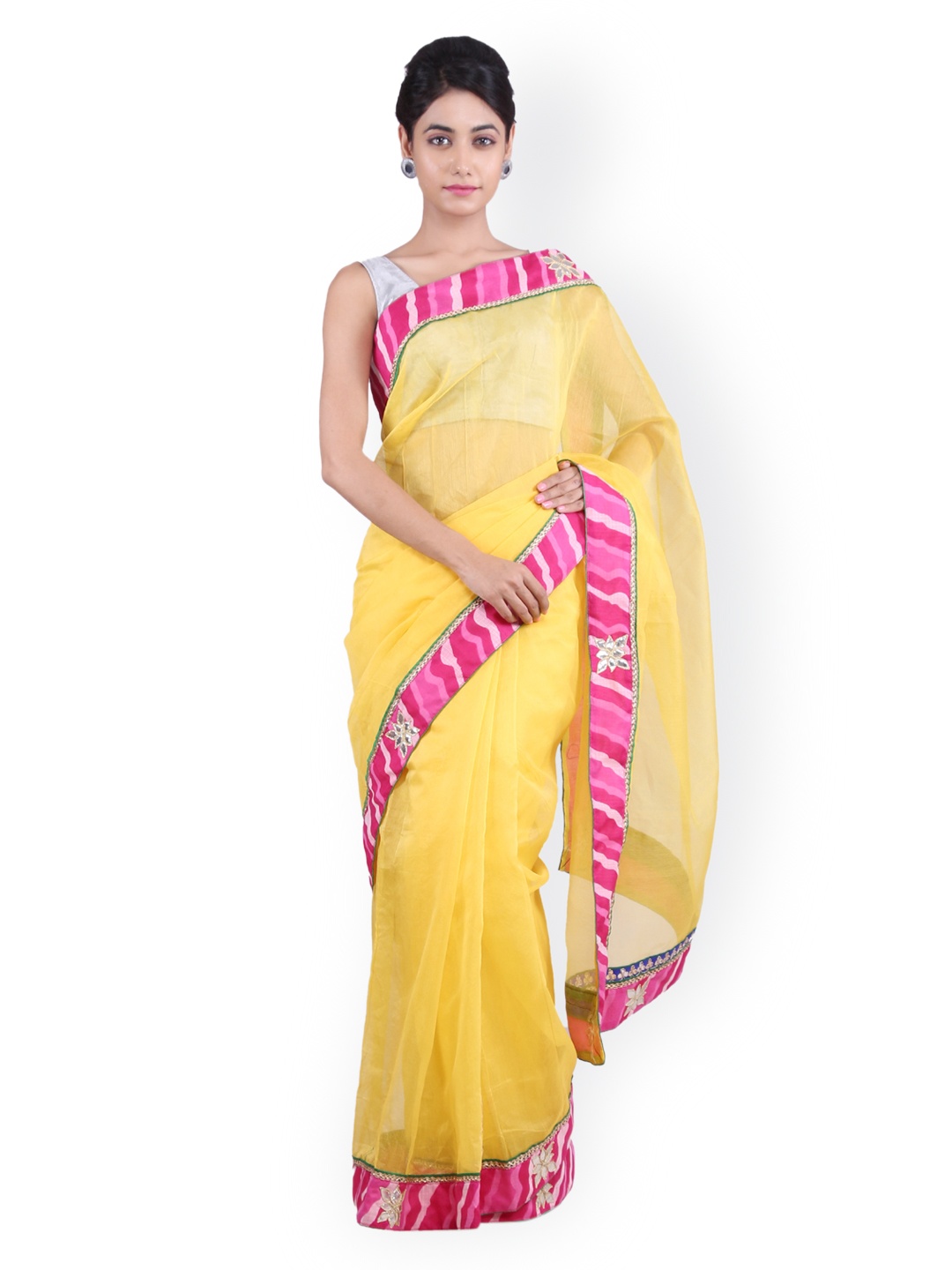 

Geroo Jaipur Yellow Solid Handloom Kota Sustainable Saree