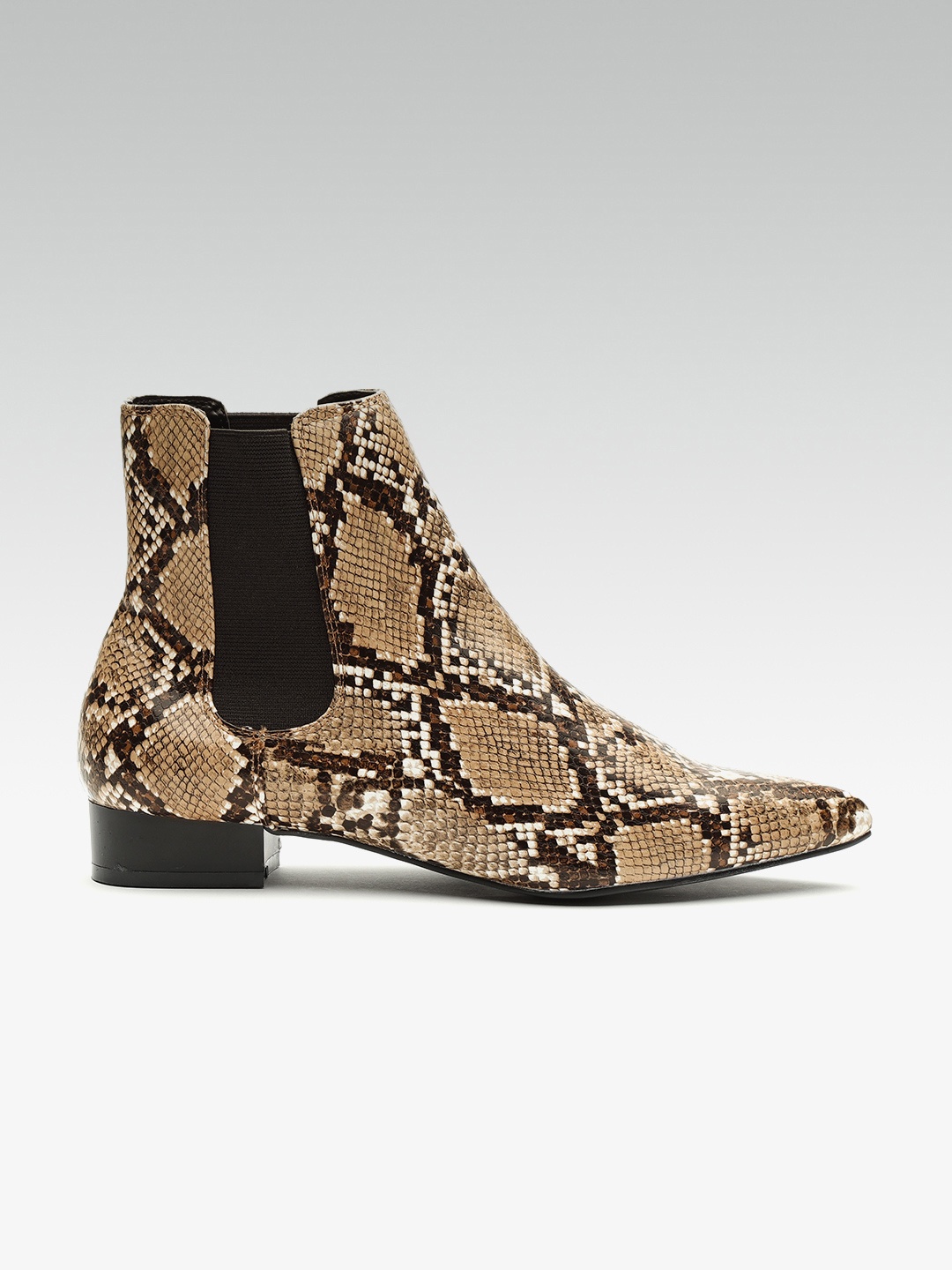 

DOROTHY PERKINS Women Brown Snakeskin Textured Mid-Top Chelsea Boots