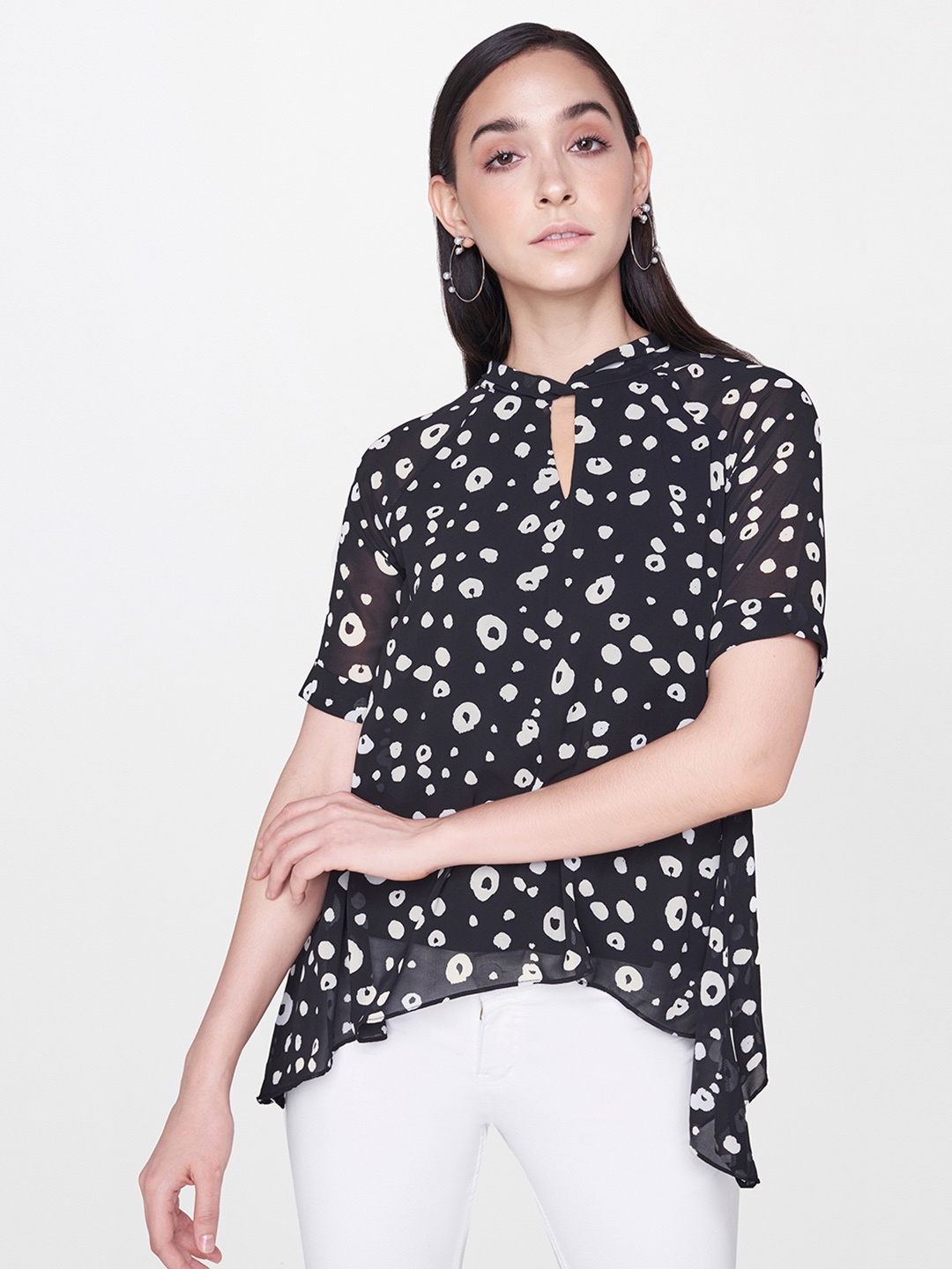 

AND Women Black Printed Regular Top