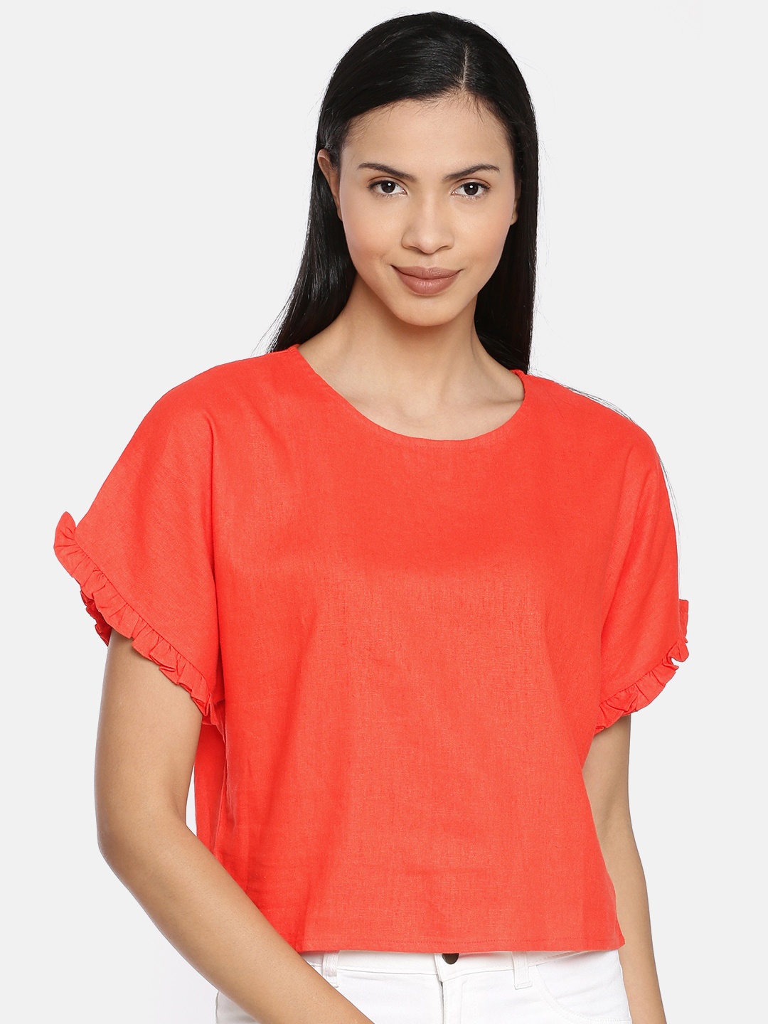 

AND Women Orange Solid Regular Top