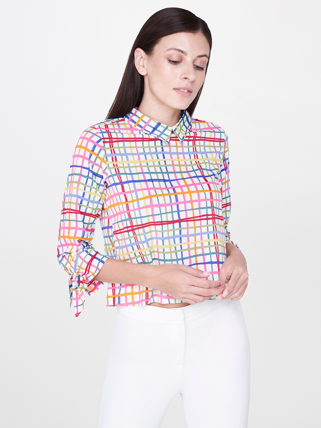 

AND Women Multicoloured Checked Top, Multi