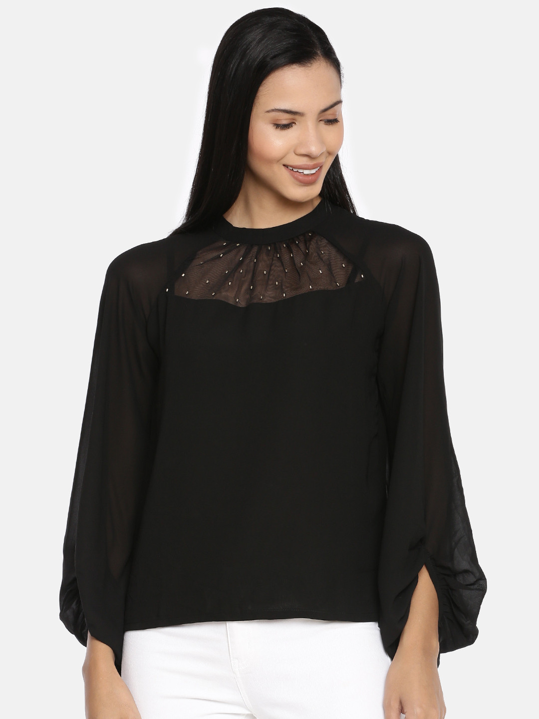 

AND Women Black Solid Regular Top