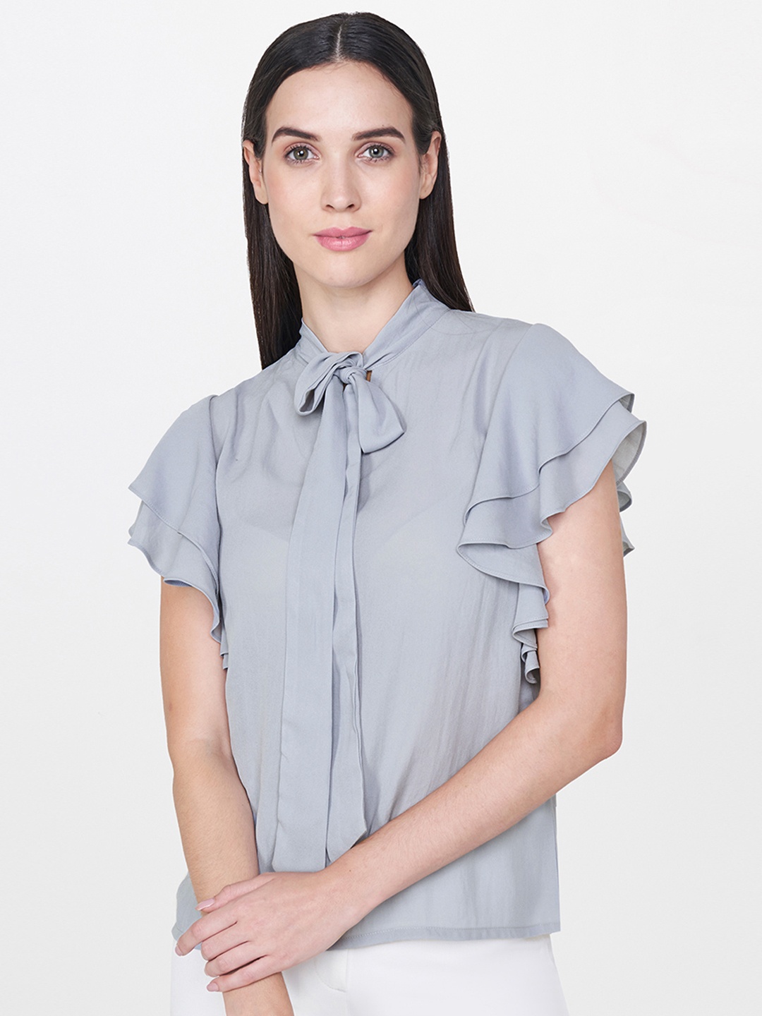 

AND Women Blue Solid Top