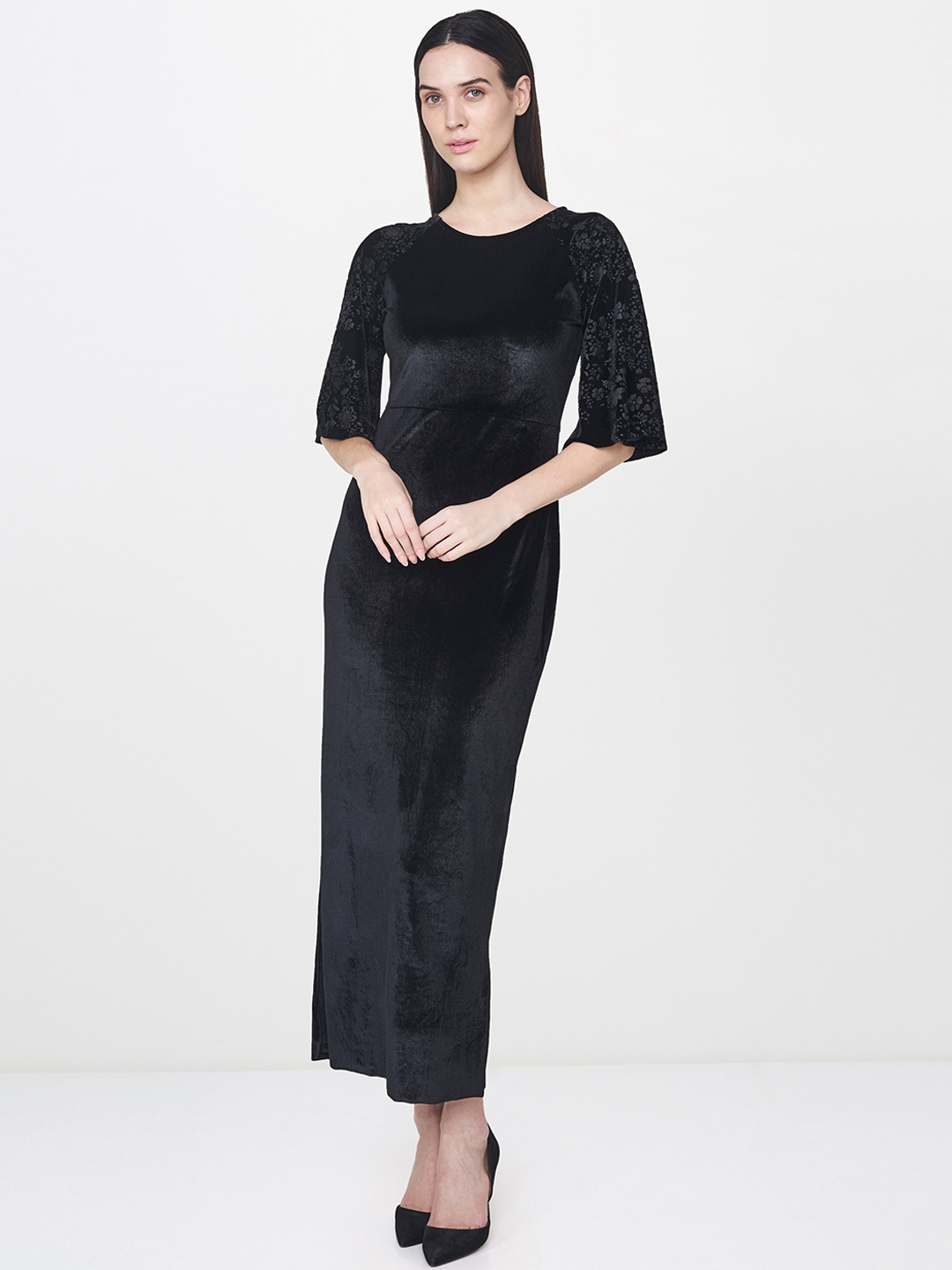 

AND Women Black Solid Maxi Dress