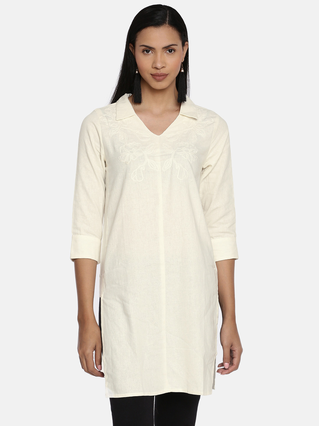 

AND Women Off-White Solid Tunic
