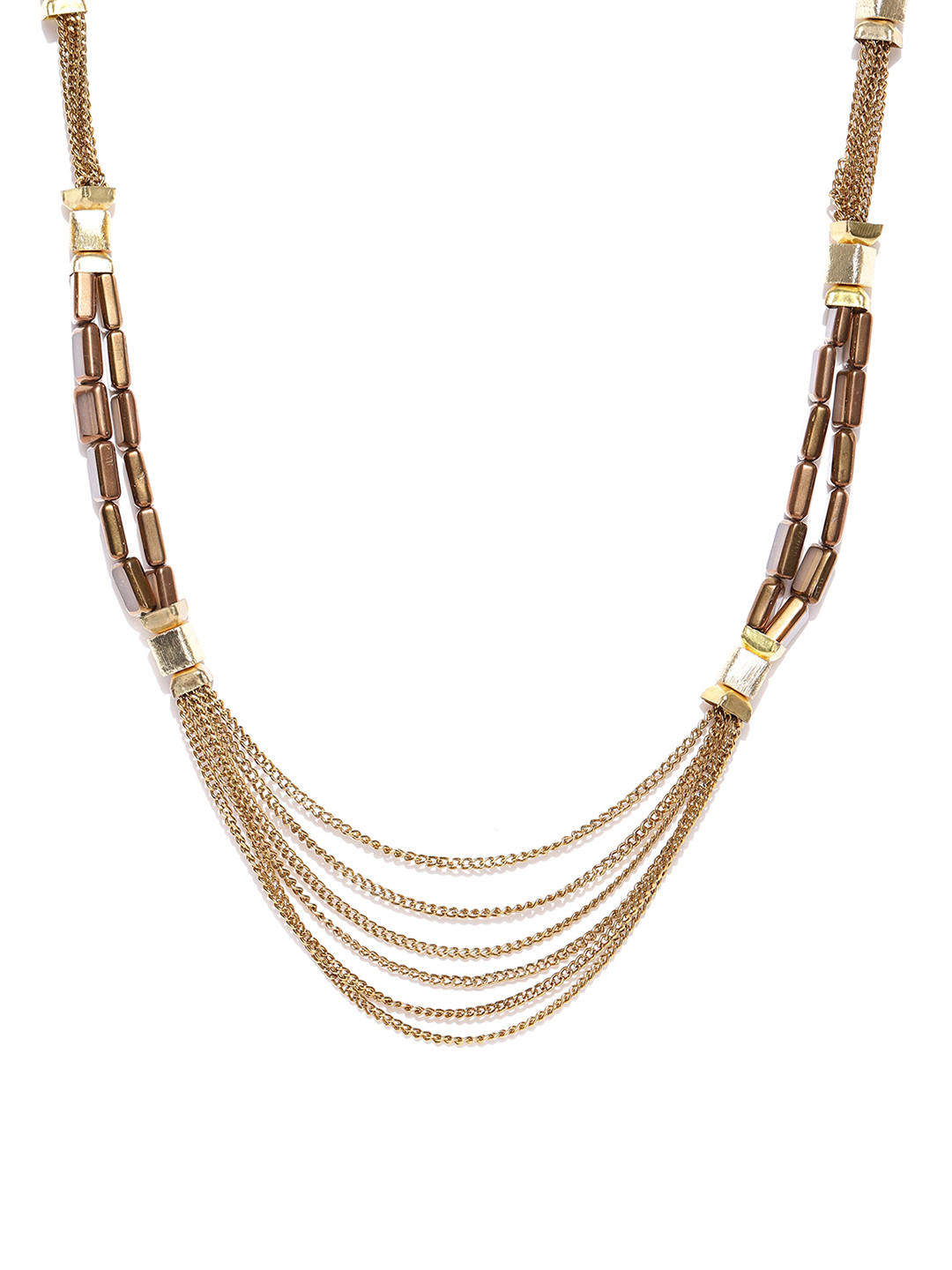 

Blisscovered Gold & Grey Metal Beads Necklace