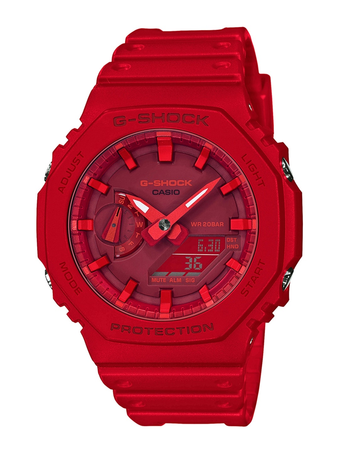 

CASIO Men G-Shock GA-2100-4ADR Red Analog-Digital Dial Red Resin Strap Watch G988