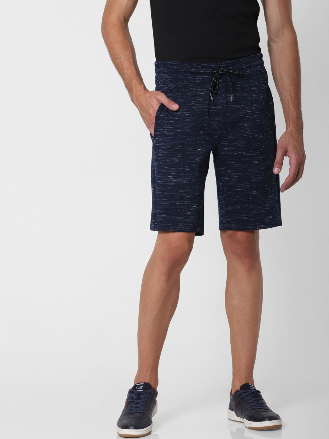 

Jack & Jones Men Navy Blue Melange Solid Regular Fit Regular Shorts