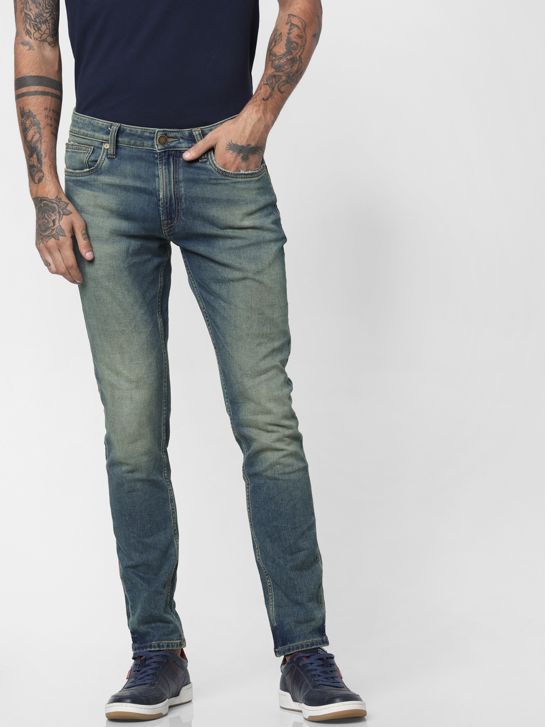 

Jack & Jones Men Blue Ben Skinny Fit Low-Rise Clean Look Stretchable Jeans