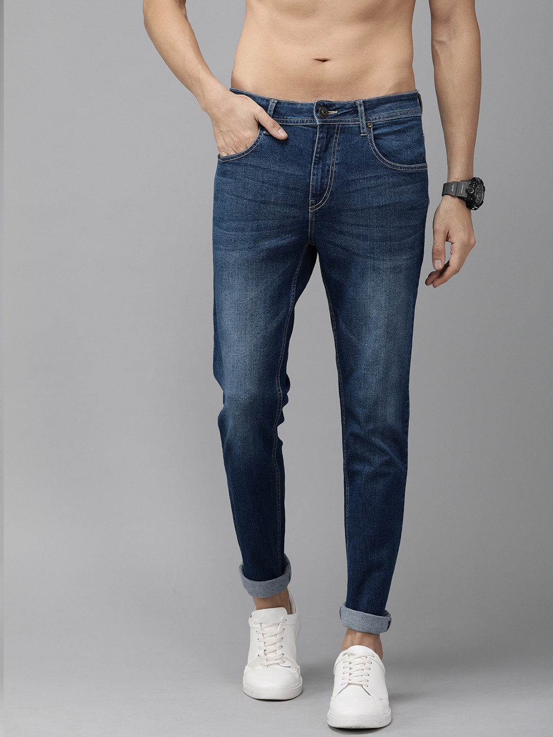 

The Roadster Lifestyle Co Men Blue Skinny Fit Mid-Rise Clean Look Stretchable Jeans