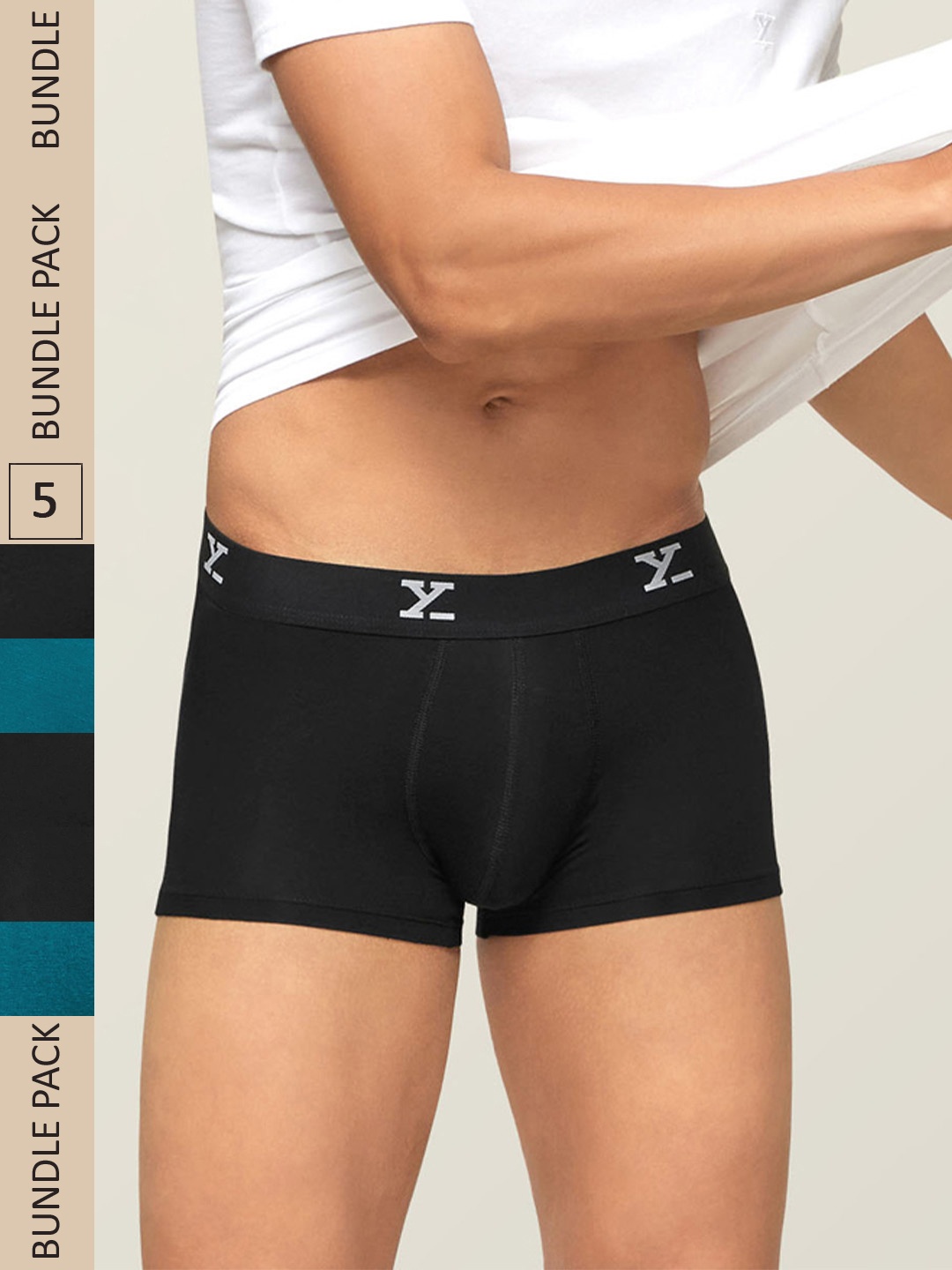 

XYXX Men Pack of 5 ACE IntelliSoft Modal Trunks XYTRNK5PCKN98, Black