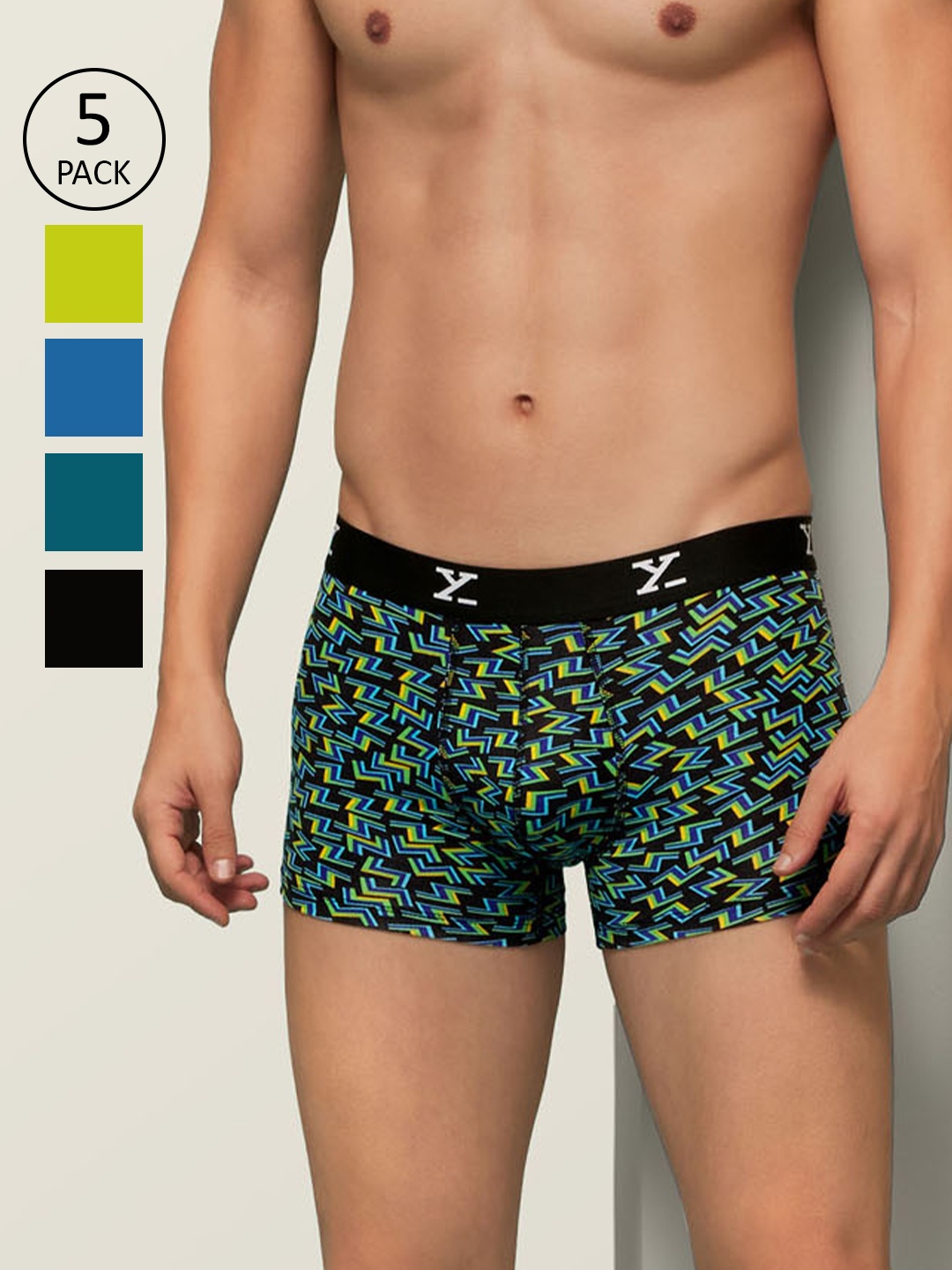 

XYXX Men IntelliSoft Antimicrobial Micro Modal Pack of 5 Shuffle Trunks XYTRNK5PCKN110, Yellow